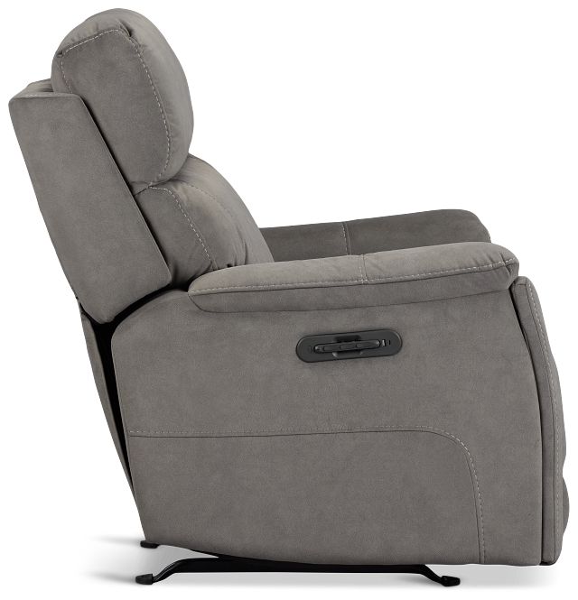 Wells Gray Fabric Power Recliner With Heat And Massage