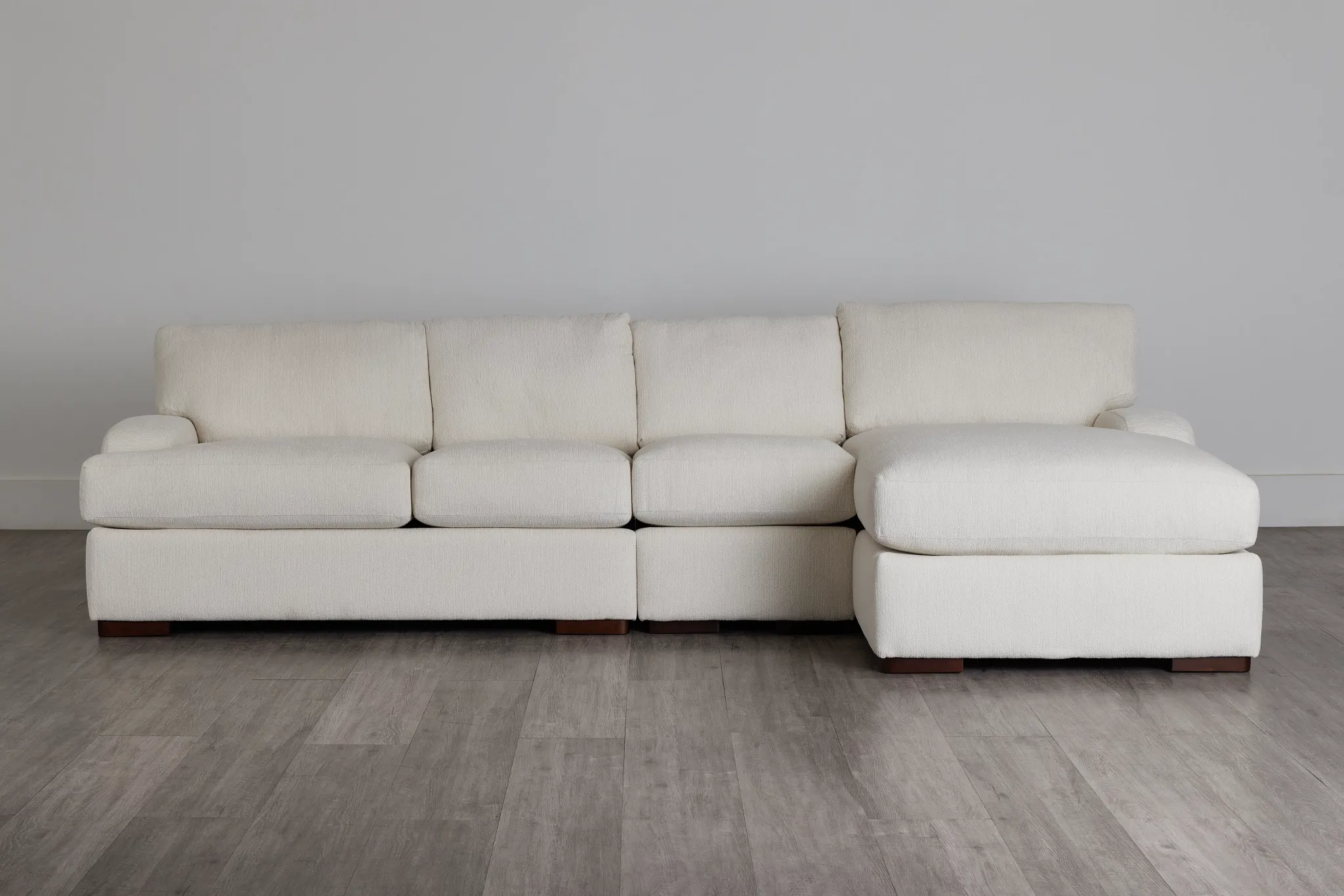 Alpha White Fabric Small Right Chaise Sectional