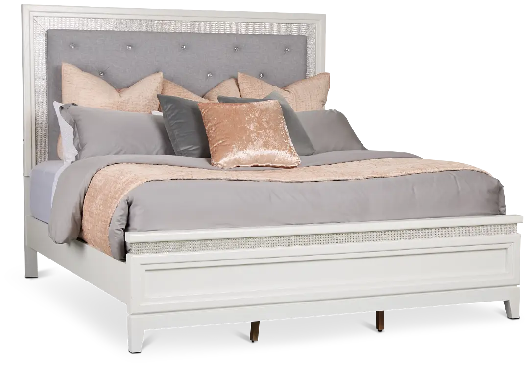 Alessandria White Uph Panel Bed With Lights Alessandria White Uph Panel Bed With Lights