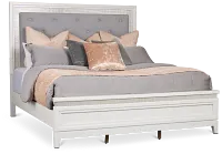 Alessandria White Uph Panel Bed With Lights
