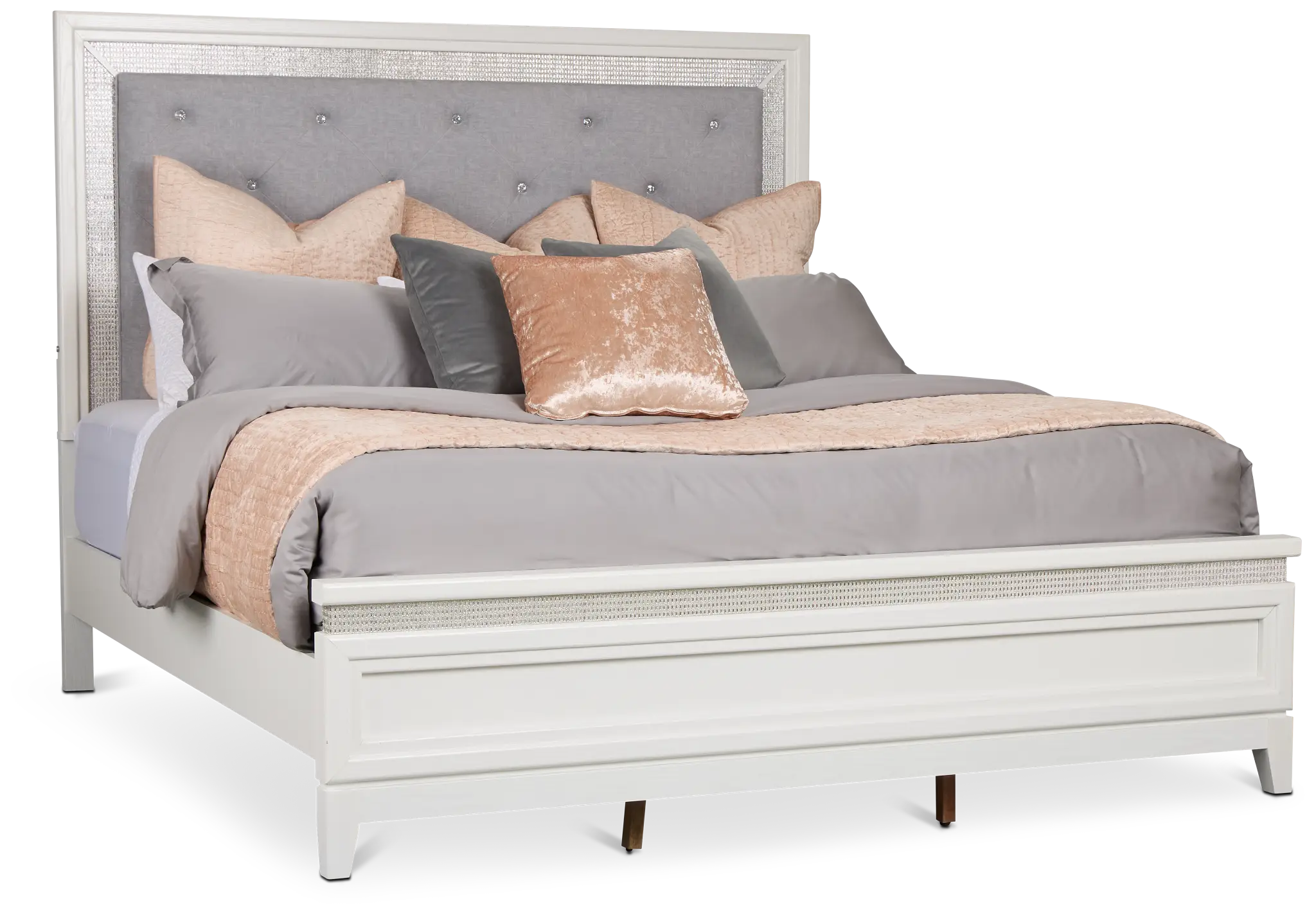 Alessandria White Uph Panel Bed With Lights Alessandria White Uph Panel Bed With Lights