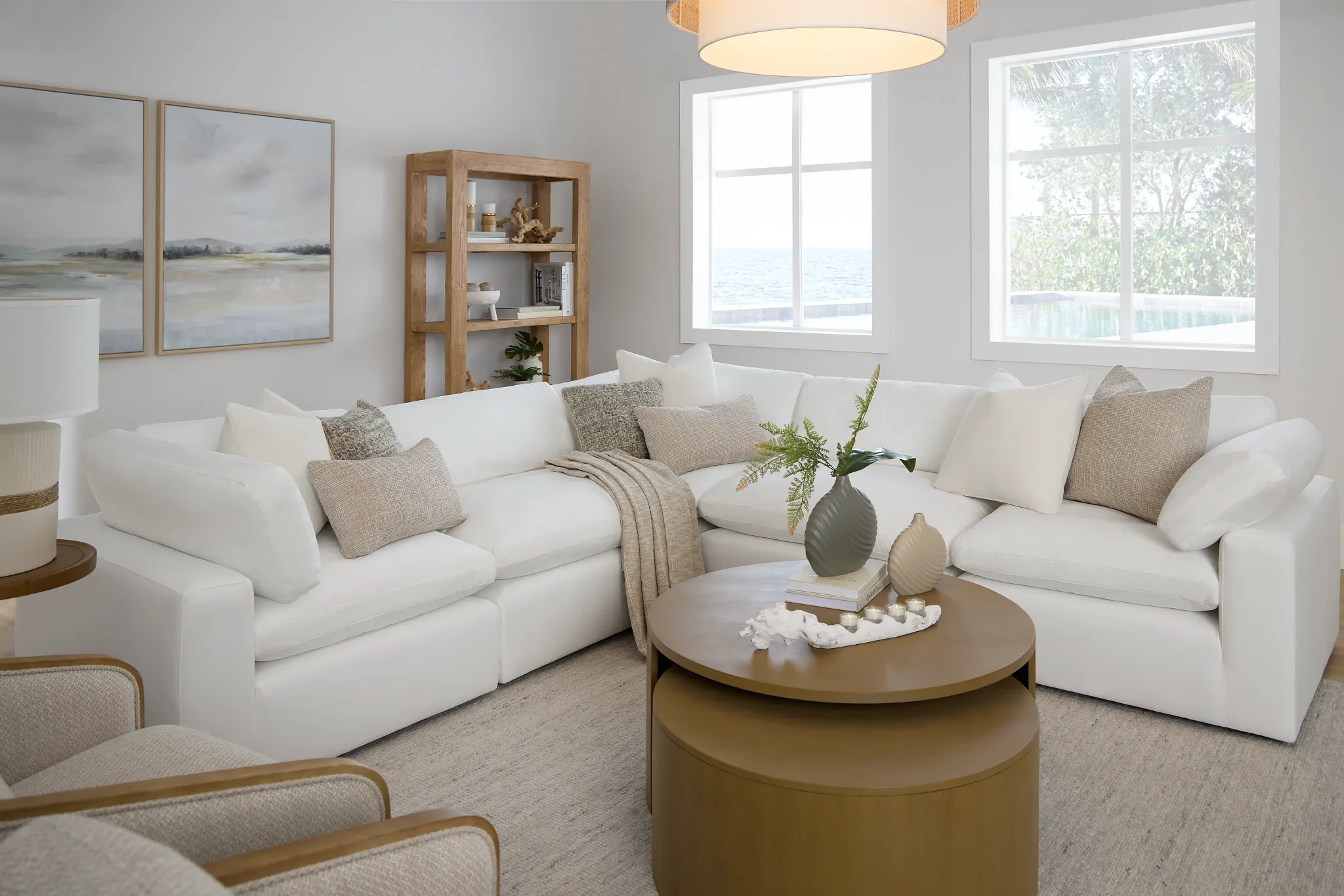 Grant White Fabric 5-piece Modular Sectional