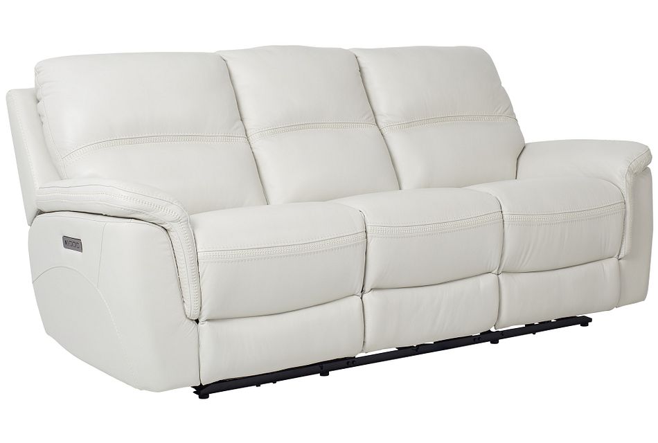 Bryson Light Gray Lthr Vinyl Power Reclining Sofa
