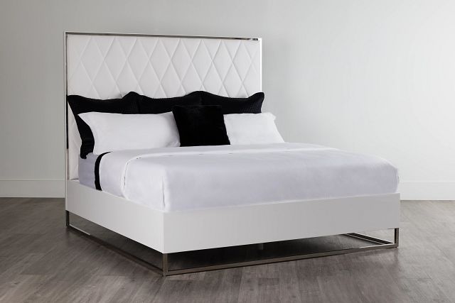 Miami White Uph Platform Bed