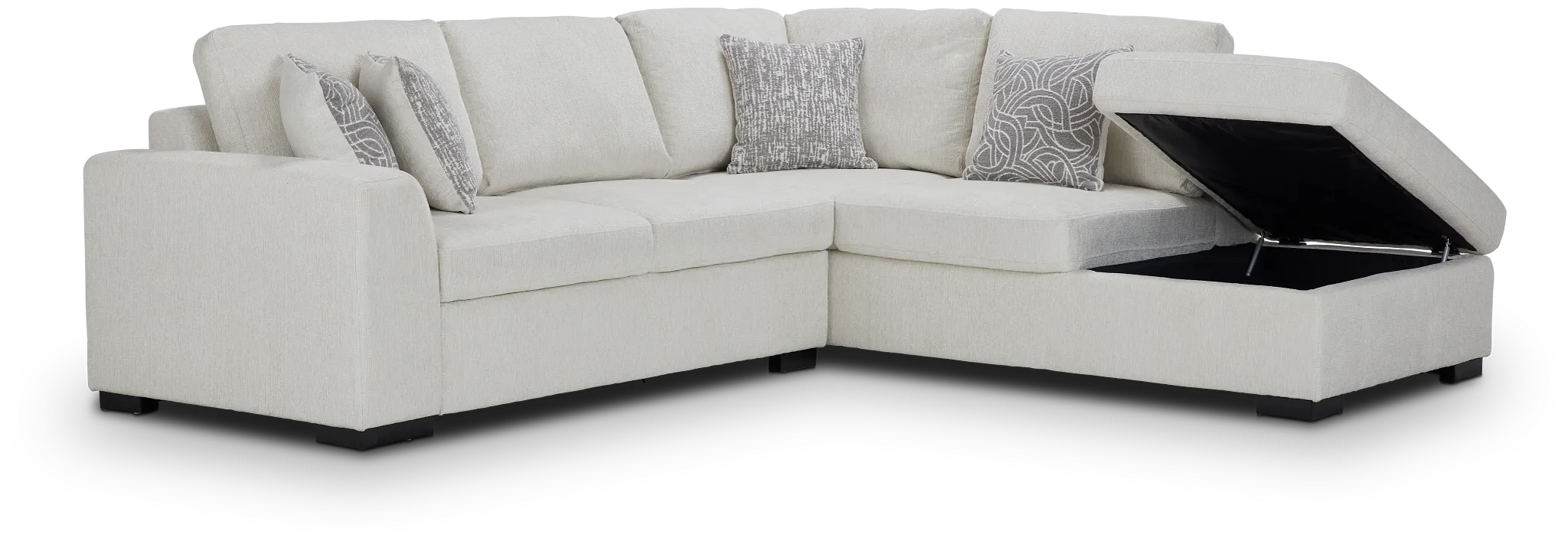 Blakely White Fabric Small Right Bumper Sectional