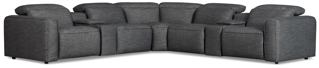 Ryland Dark Gray Fabric Large Triple Power Reclining Two-arm Sectional