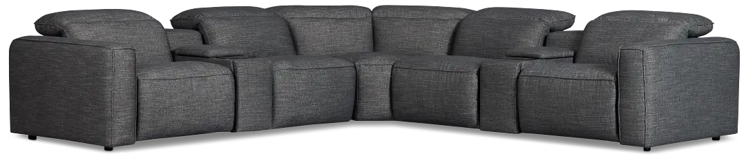 Ryland Dark Gray Fabric Large Triple Power Reclining Two-arm Sectional Ryland Dark Gray Fabric Large Triple Power Reclining Two-arm Sectional