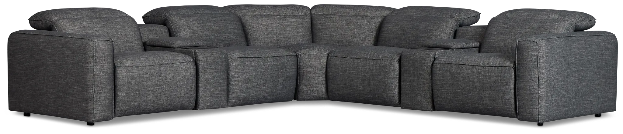 Ryland Dark Gray Fabric Large Triple Power Reclining Two-arm Sectional