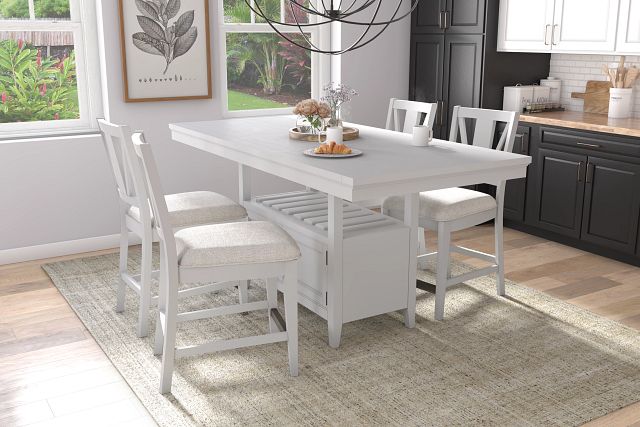 Heron Cove White High Table & 4 Barstools