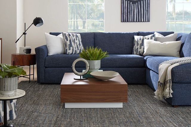 Davis Dark Blue Micro Right Bumper Sectional