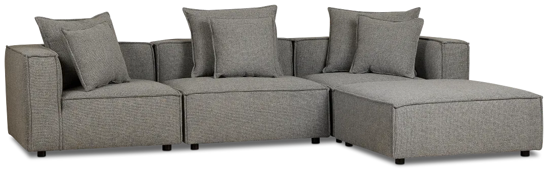 Tatum Gray Fabric 4-piece Bumper Sectional