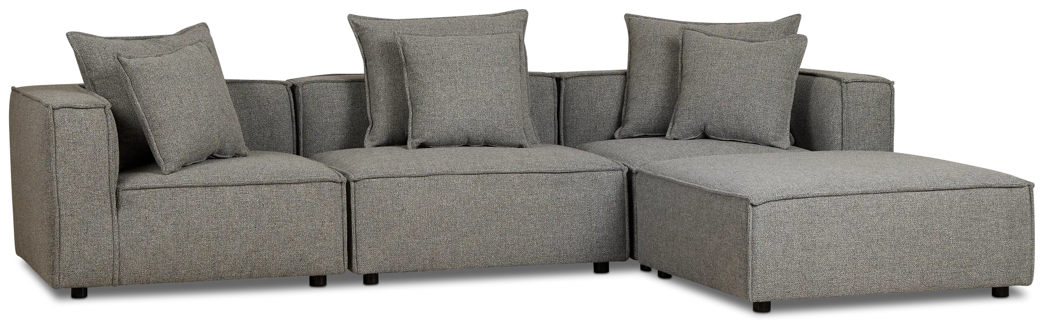 Tatum Gray Fabric 4-piece Bumper Sectional