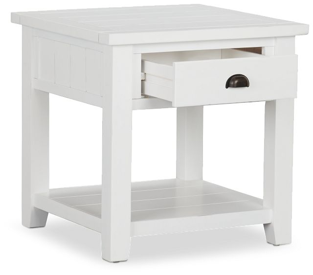 Bismark White Square End Table