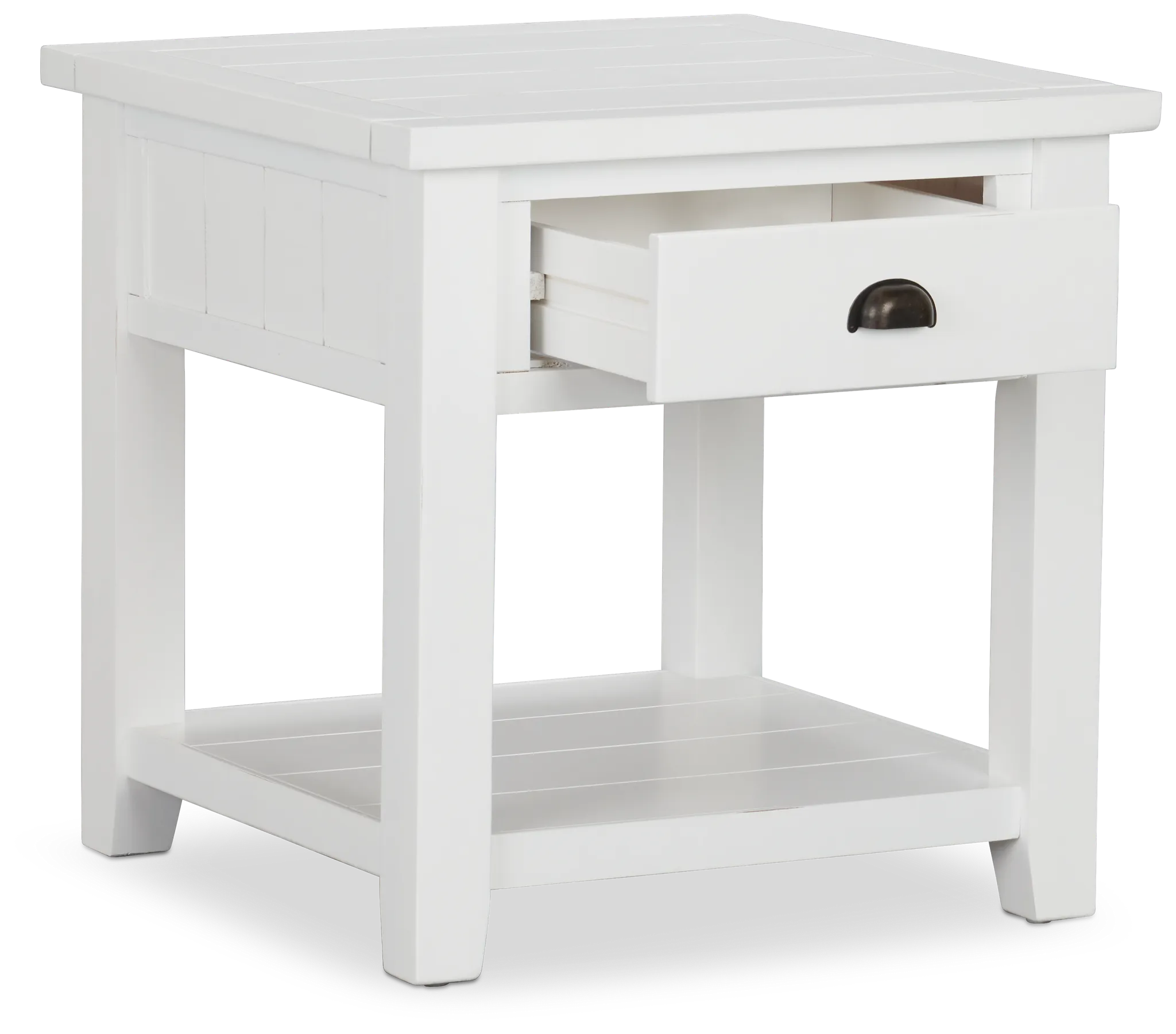 Bismark White Square End Table