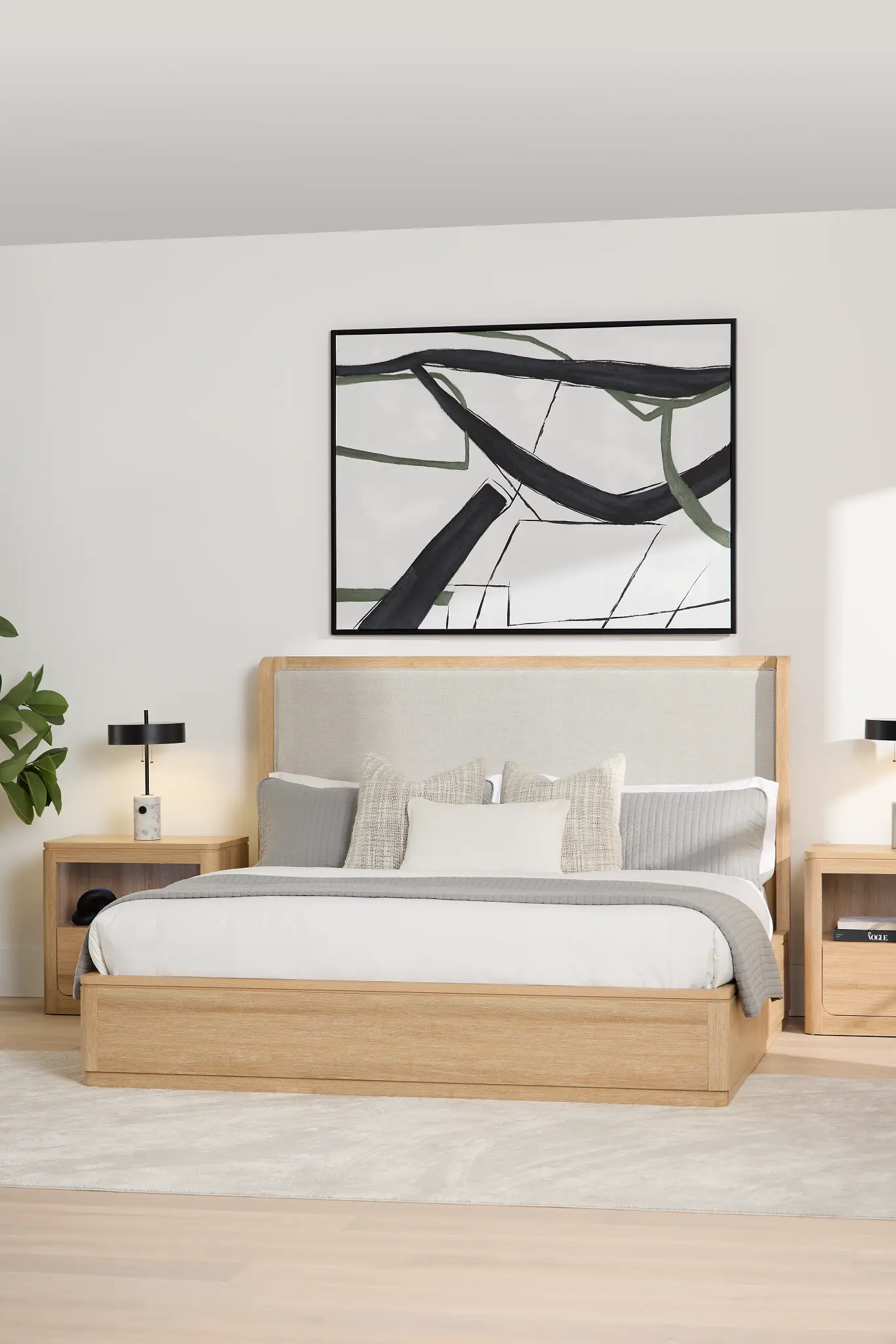 Emory Light Tone Upholstered Platform Bed Emory Light Tone Upholstered Platform Bed