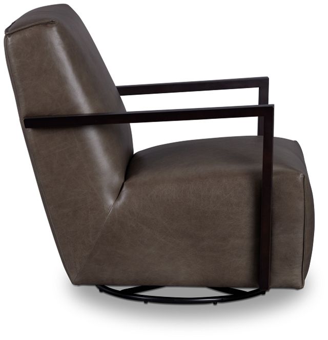 Lucas Dark Gray Leather Swivel Rocker Glider