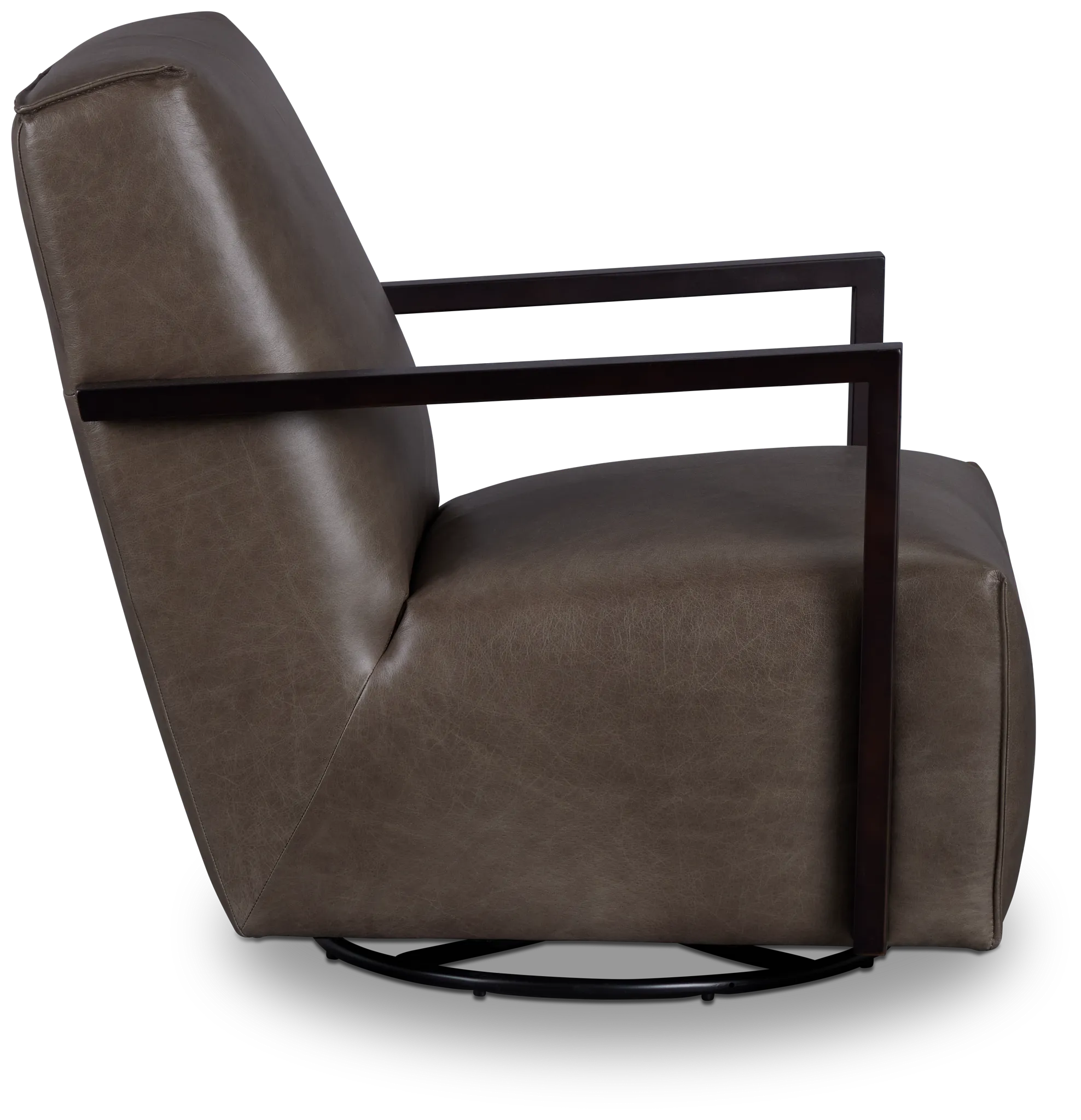 Lucas Dark Gray Leather Swivel Rocker Glider