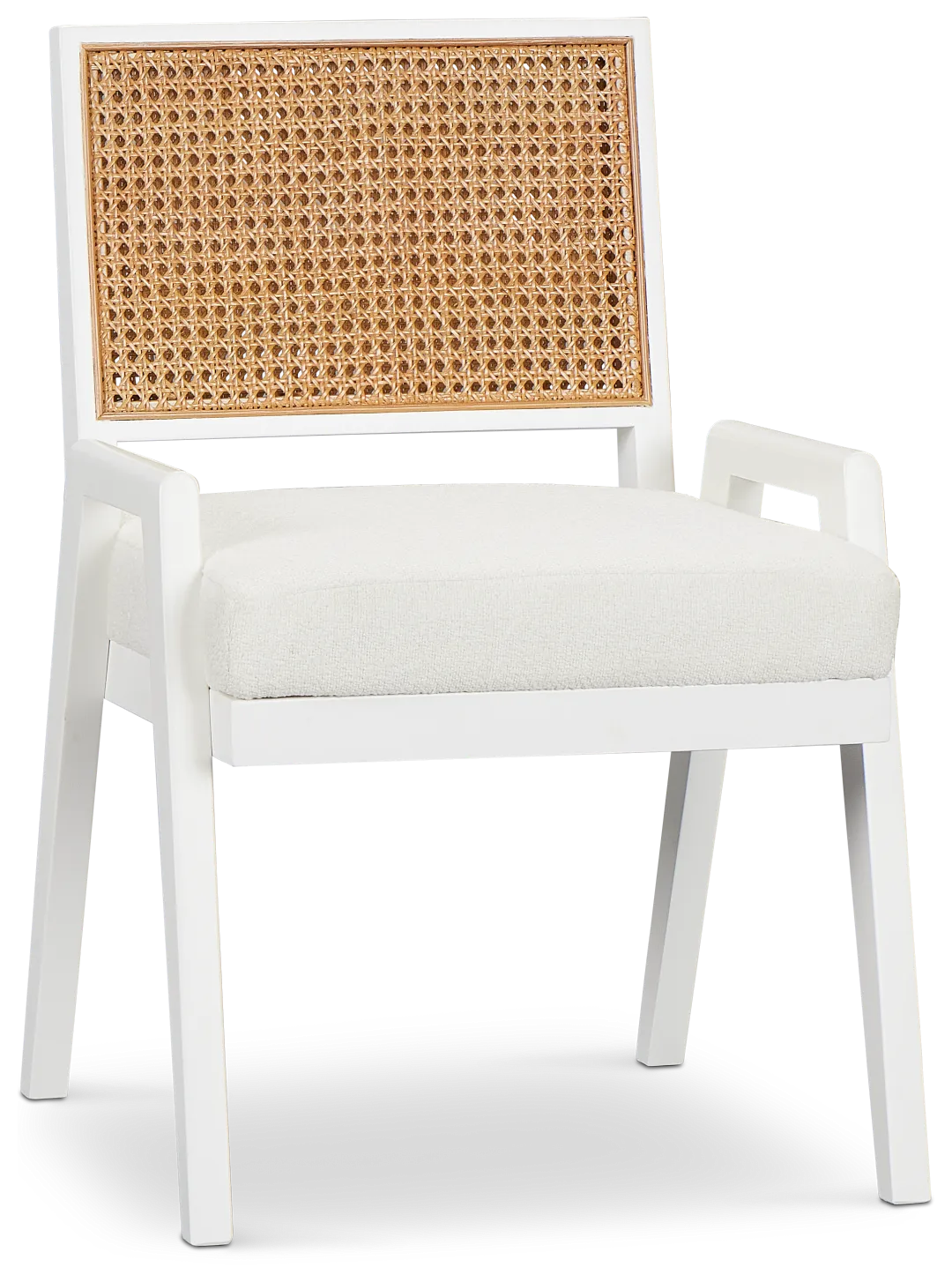 Malibu White Woven Upholstered Arm Chair