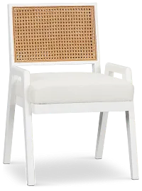 Malibu White Woven Upholstered Arm Chair