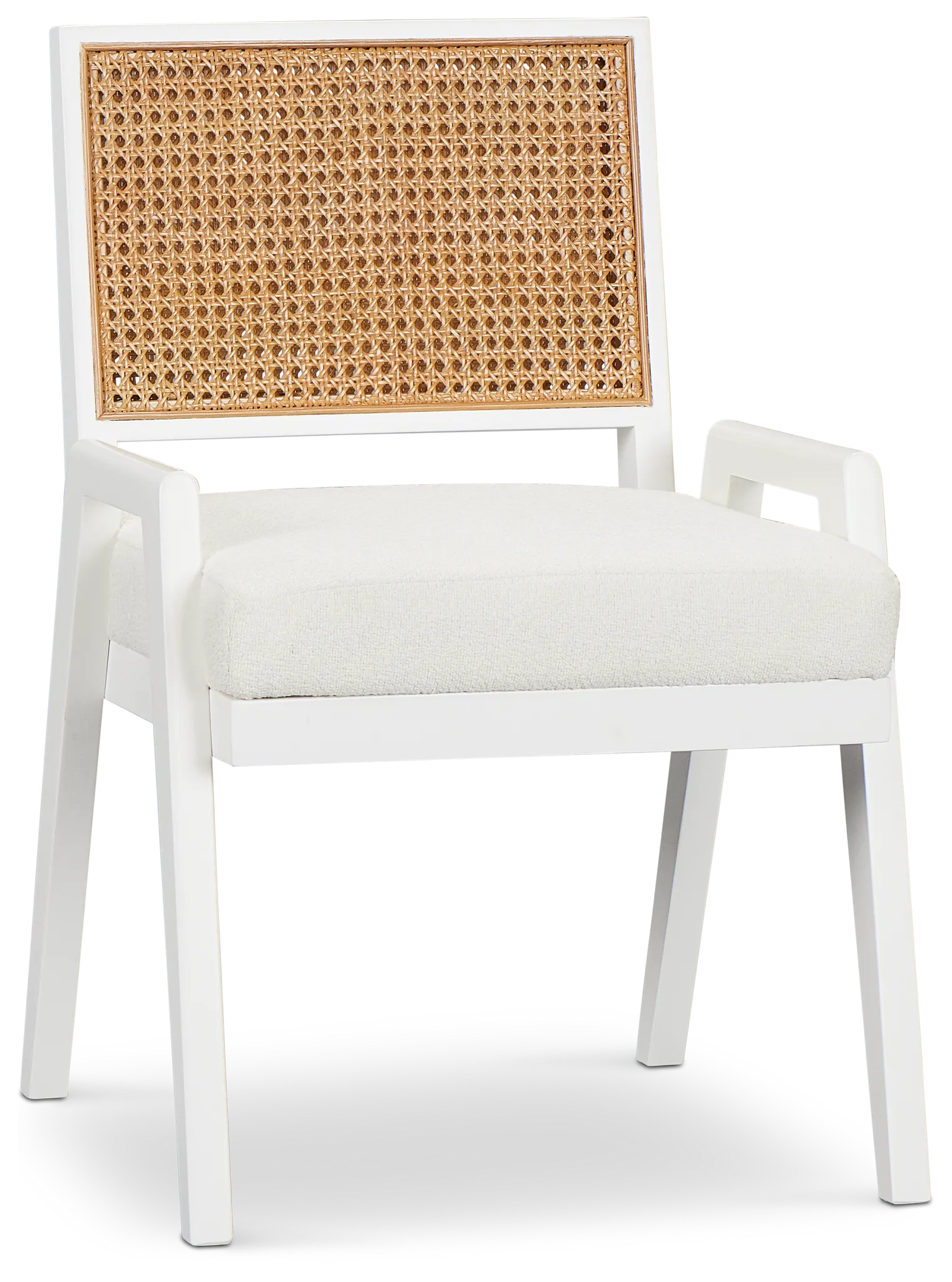 Malibu White Woven Upholstered Arm Chair