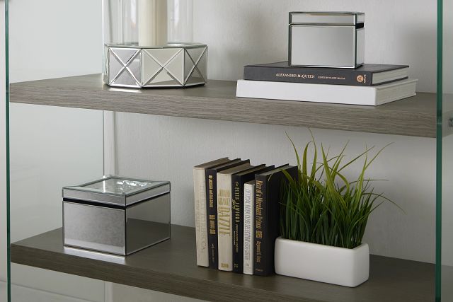 Olympia Gray Glass Bookcase