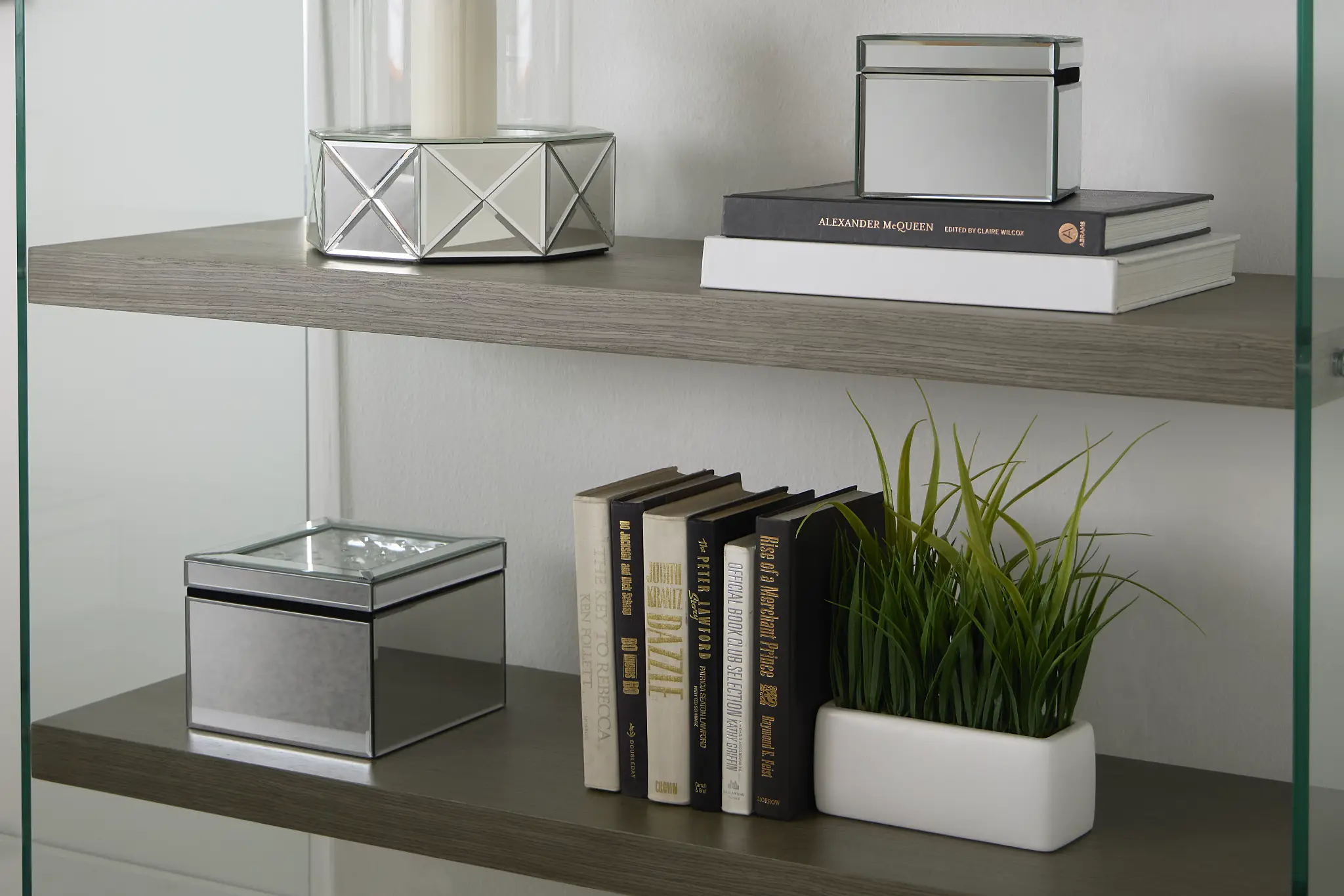 Olympia Gray Glass Bookcase Olympia Gray Glass Bookcase