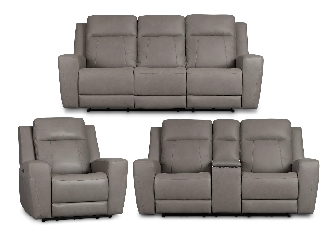 Colton Light Gray Micro Power Reclining Living Room