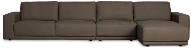Kellan Dark Gray Leather Small Right Chaise Sectional