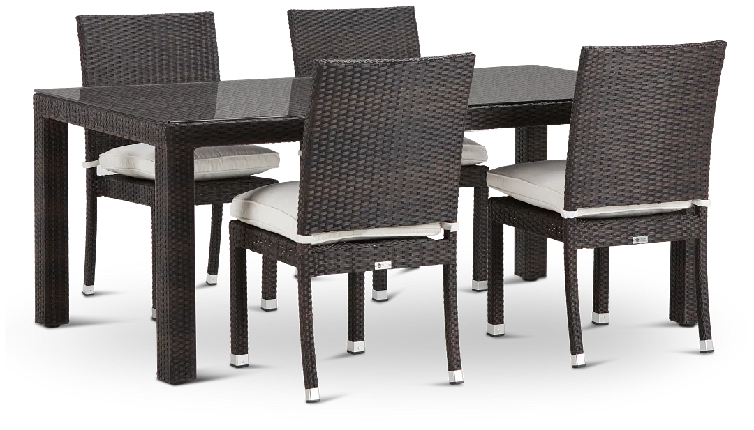 Zen White 72" Rectangular Table & 4 Chairs