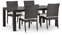 Zen White 72" Rectangular Table & 4 Chairs