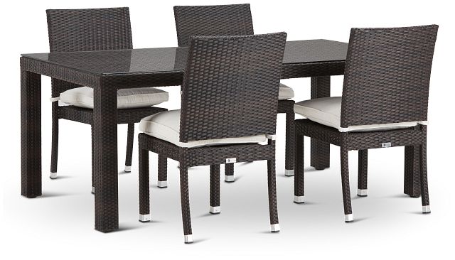 Zen White 72" Rectangular Table & 4 Chairs