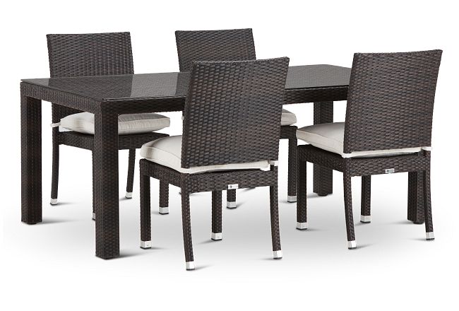 Zen White 72" Rectangular Table & 4 Chairs