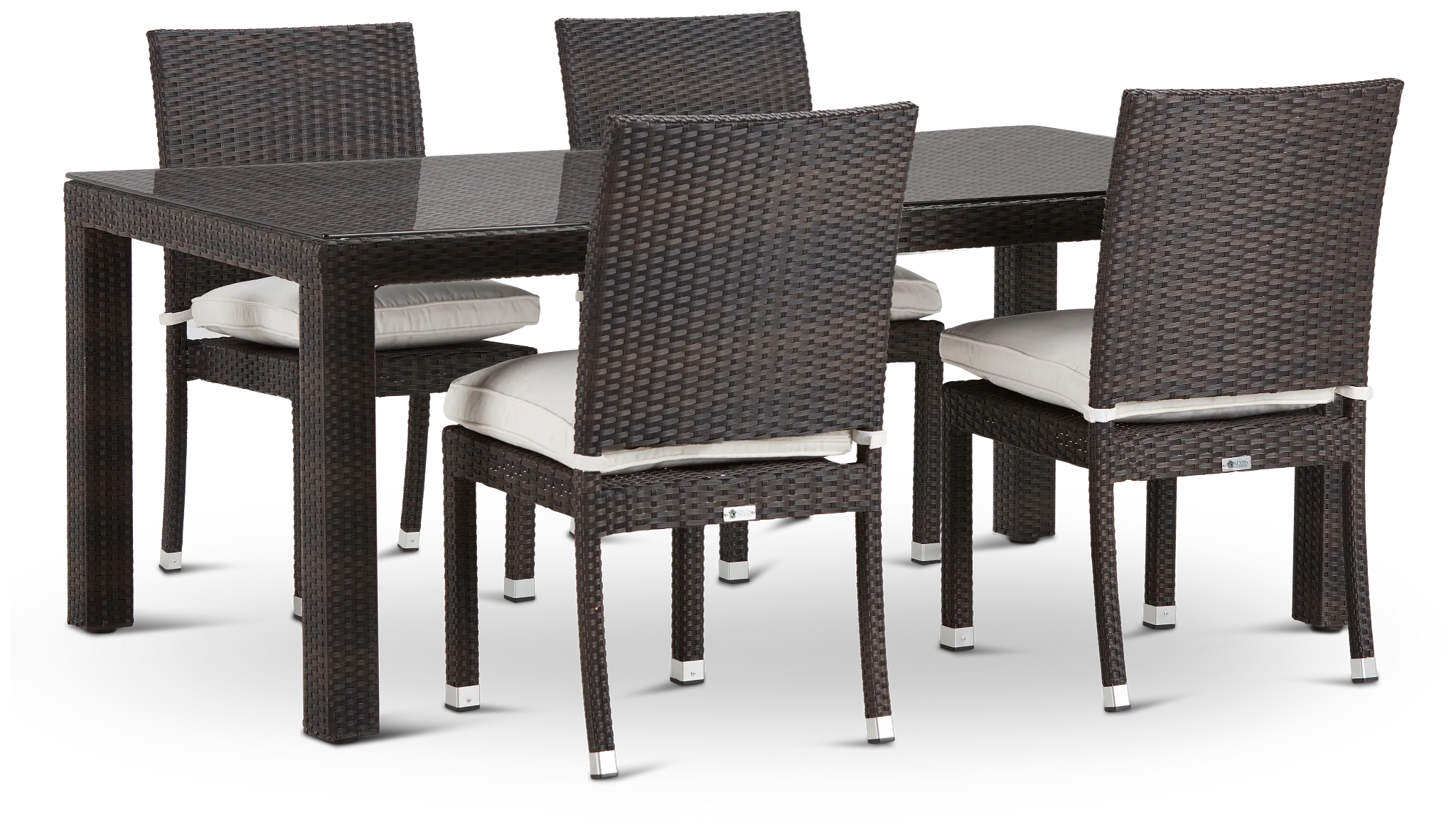 Zen White 72" Rectangular Table & 4 Chairs