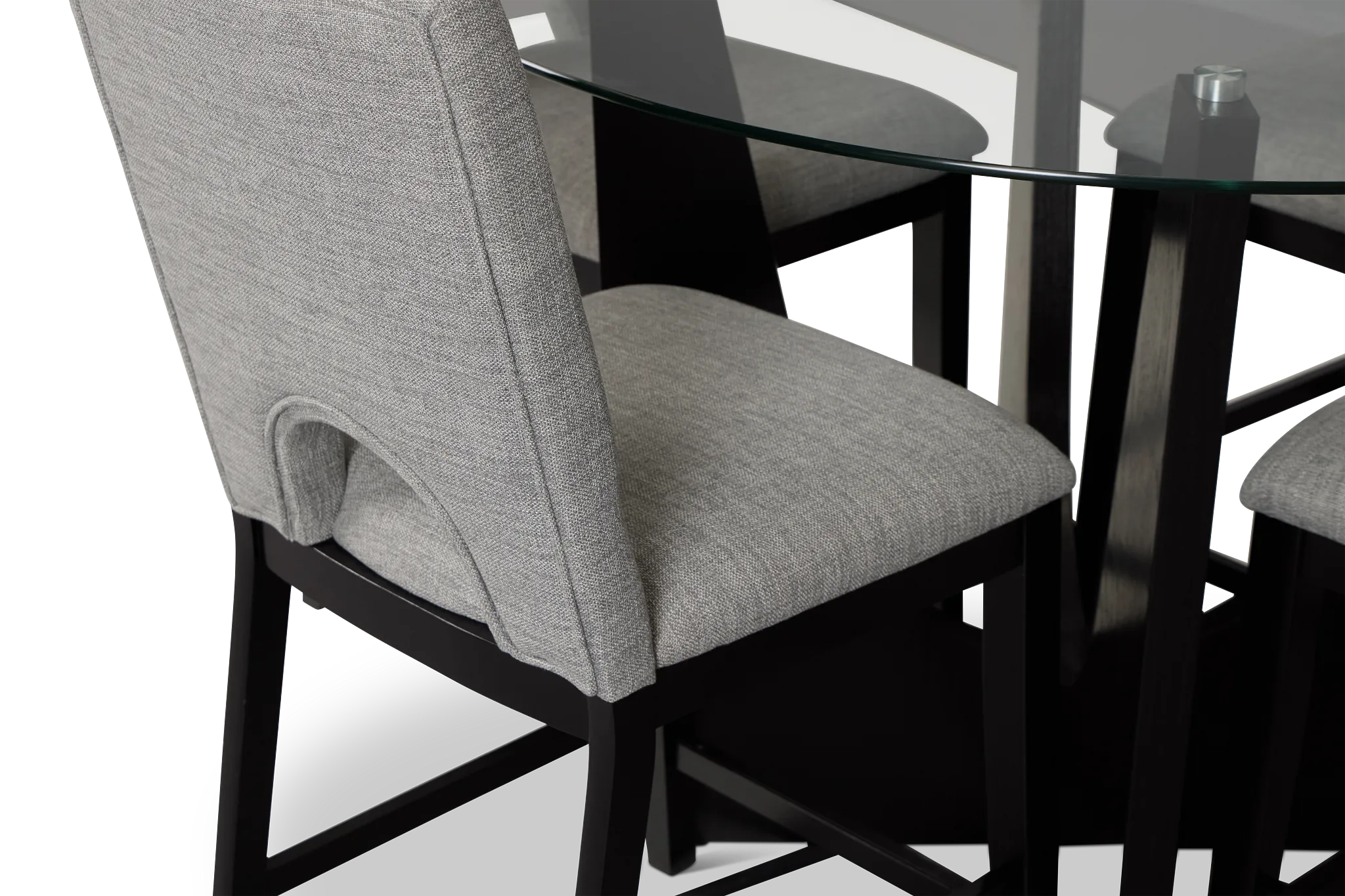 Oxford Glass High Table & 4 Upholstered Barstools