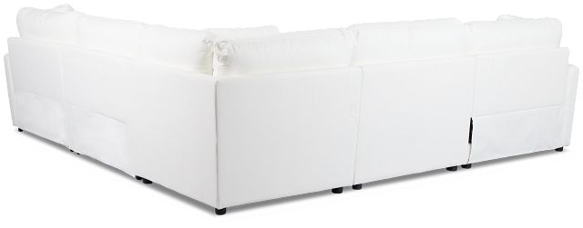 Skye White Fabric Small Triple Power Reclining Two-arm Sectional