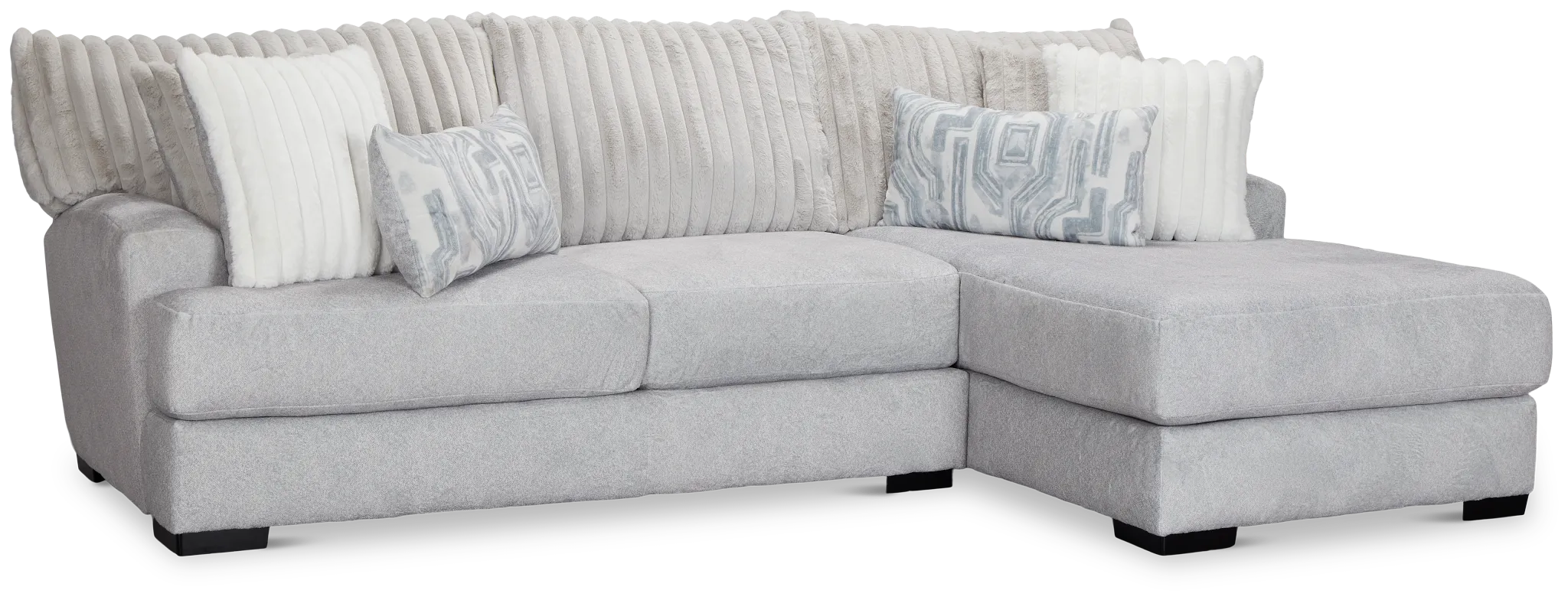 Kylie Light Gray Fabric Right Chaise Sectional