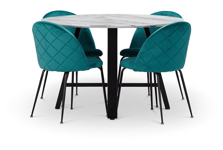 Capri Black Dk Taupe Round Table 4 Upholstered Chairs Dining Room Dining Sets City Furniture
