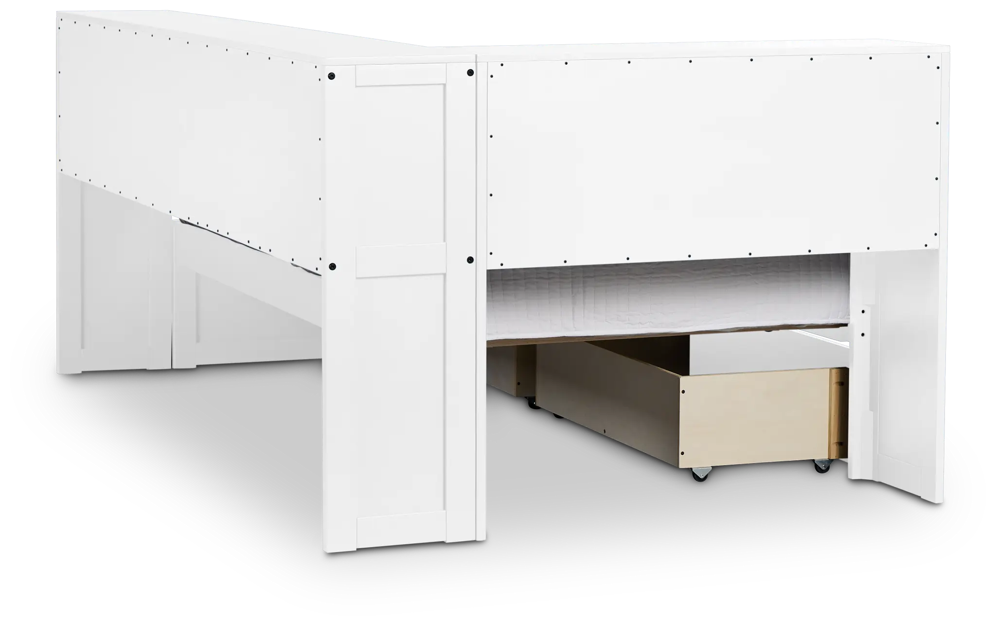 Charleston White Corner Bookcase Bed With 2 Storage Drawers Charleston White Corner Bookcase Bed With 2 Storage Drawers