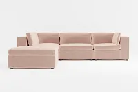 Destin Joya Light Pink Velvet 5pc Bumper Sectional