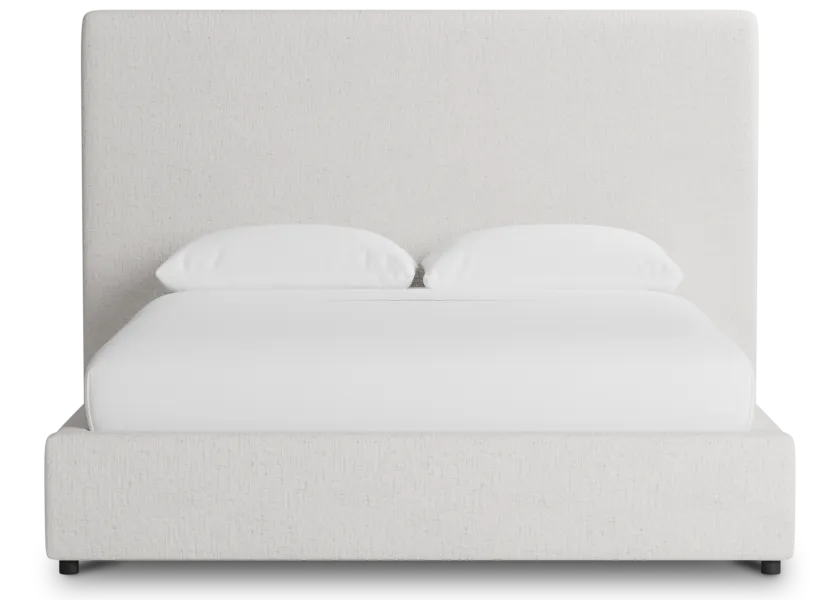 Grayton Linen Light Beige 54" Upholstered Platform Bed