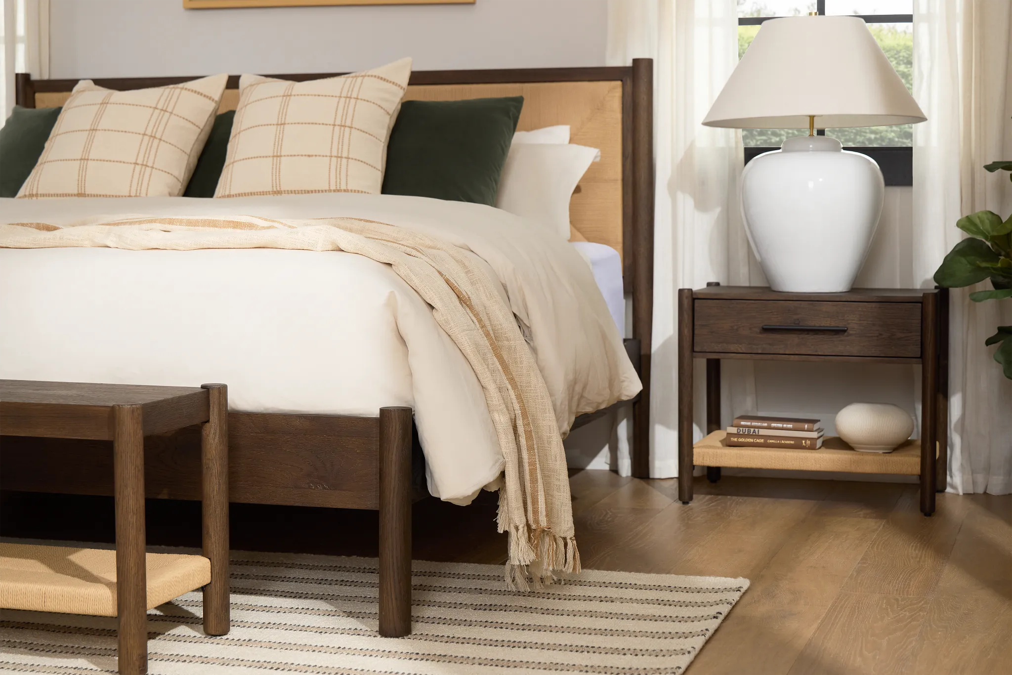 Santorini Dark Tone Woven Panel Bed