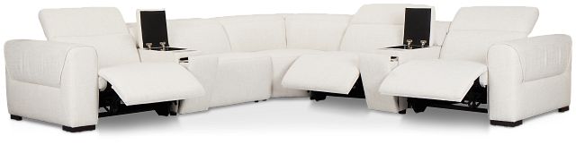 Ellis Light Beige Fabric Large Triple Power Reclining Two-arm Sectional