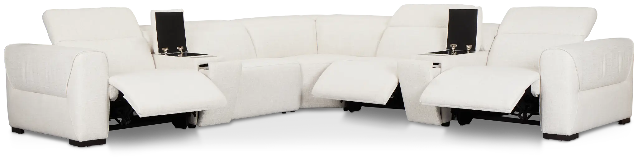 Ellis Light Beige Fabric Large Triple Power Reclining Two-arm Sectional Ellis Light Beige Fabric Large Triple Power Reclining Two-arm Sectional