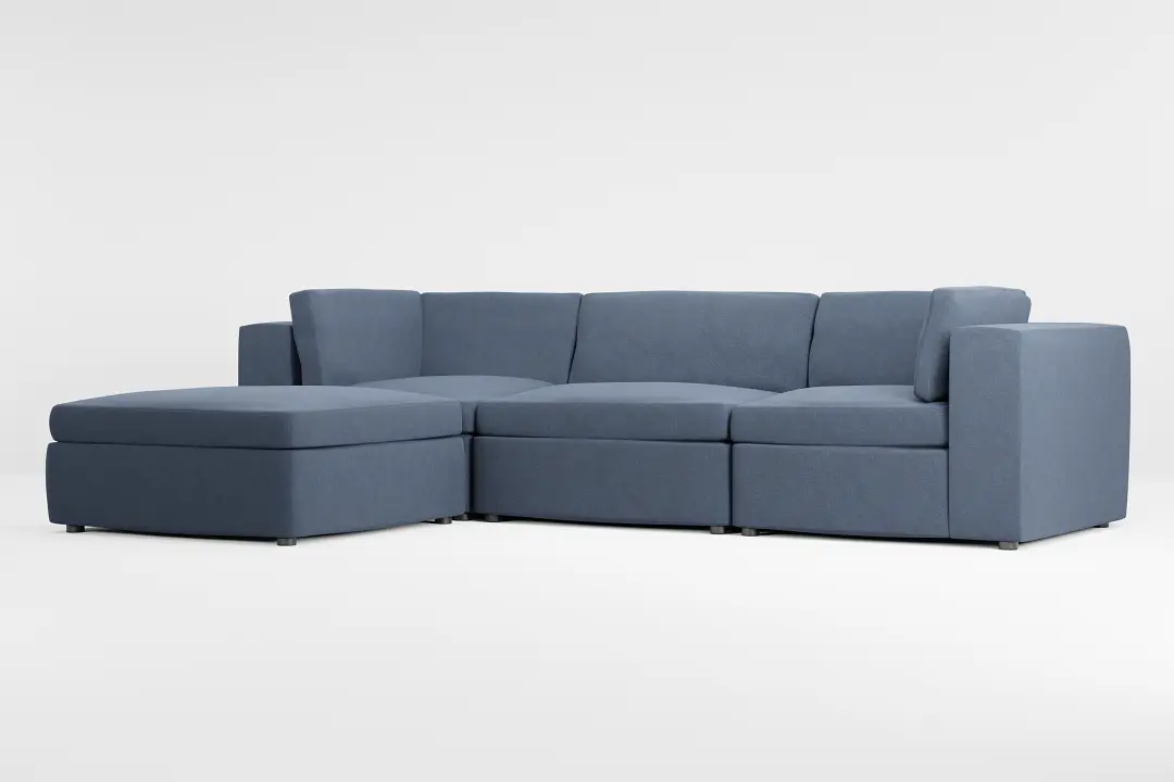 Destin Maguire Blue Fabric 4-piece Bumper Sectional Destin Maguire Blue Fabric 4-piece Bumper Sectional