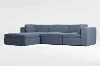 Destin Maguire Blue Fabric 4-piece Bumper Sectional