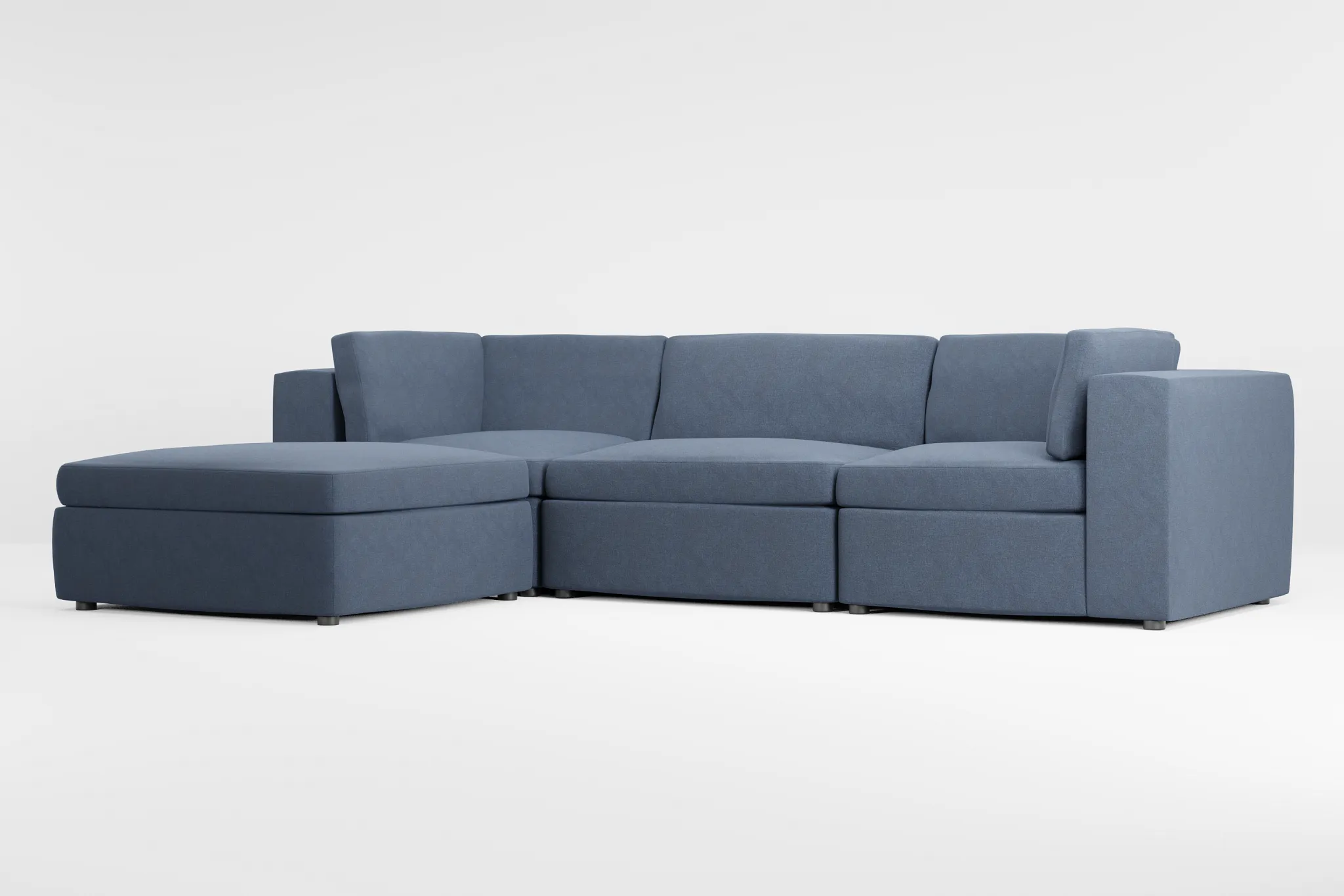 Destin Maguire Blue Fabric 4-piece Bumper Sectional