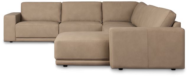 Kellan Taupe Leather Medium Right Chaise Sectional