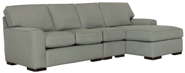 Austin Green Fabric Small Right Chaise Sectional