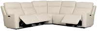 Flexsteel Sterling Ivory Lthr/vinyl Small Triple Power Reclining Two-arm Sectional