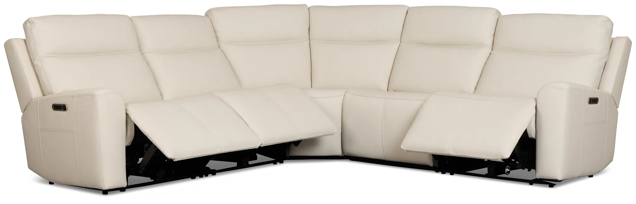 Flexsteel Sterling Ivory Lthr/vinyl Small Triple Power Reclining Two-arm Sectional